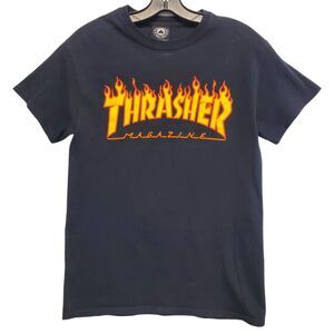 THRASHER Magazine Shirt Adult Small Black Classic Logo Skateboard Streetwear